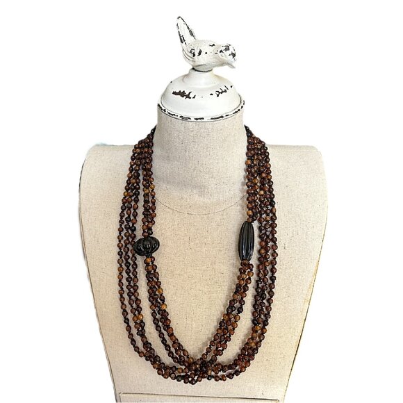 NWT Vintage MONIES Gerda Lynggaard of Denmark Long Carved Horn Long Necklace 65"
